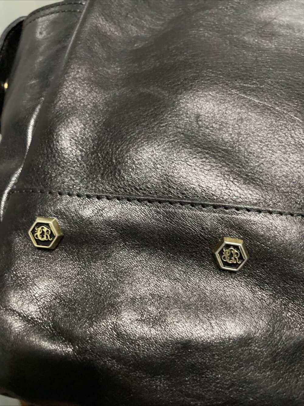 Sergio Cerruti Roma Vintage Large Black Leather Logo Shoulder Hobo Handbag Purse - Picture 9 of 14